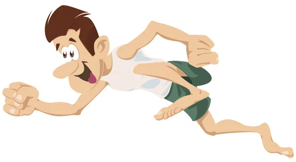 Dibujos animados divertido hombre corriendo. Vector. Ilustración general . — Vector de stock