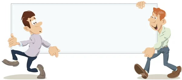 Два бизнесмена с пустым плакатом . — стоковый вектор