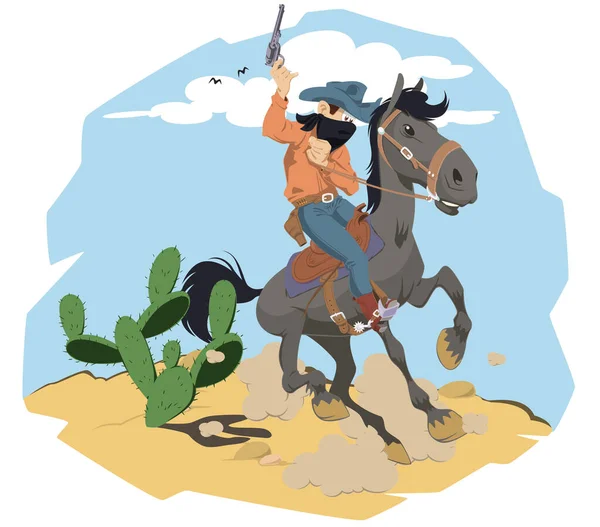 Den vilde vesten. Cowboy til hest. Sjove mennesker . – Stock-vektor