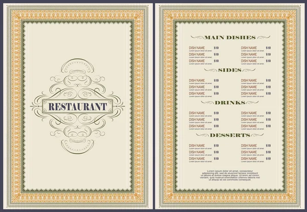 Ilustración Stock Vectorial Plantilla Menú Restaurante Otro Diseño — Archivo Imágenes Vectoriales