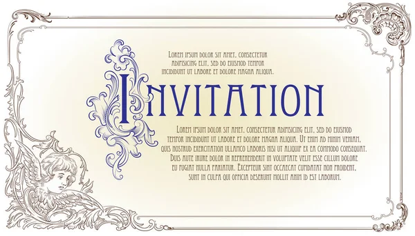 結婚式の招待状やグリーティング カードのロココ スタイルの境界線とベクトルの高級フレーム — ストックベクタ