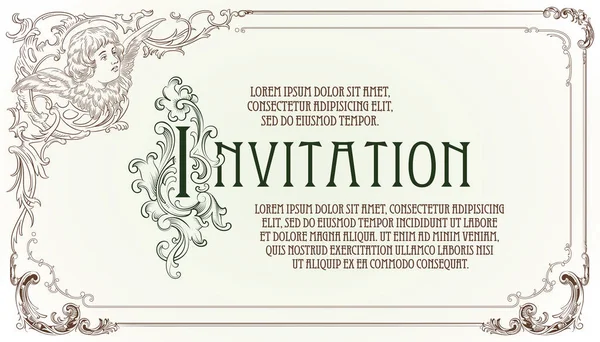 結婚式の招待状やグリーティング カードのロココ スタイルの境界線とベクトルの高級フレーム — ストックベクタ