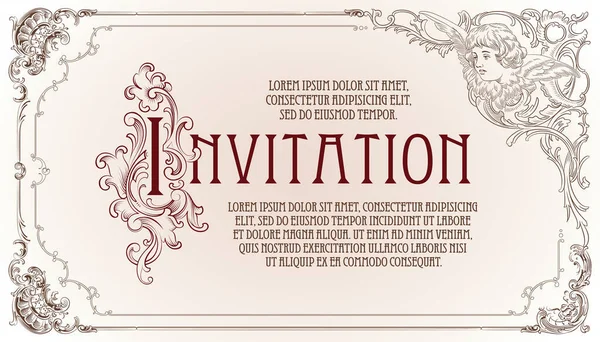 Vector Luxury Frame Border Rococo Style Advertisements Wedding Invitations Greeting — Stock Vector