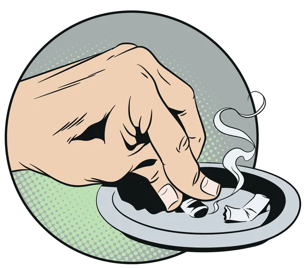 Vecteur Illustration Main Éteint Cigarette — Image vectorielle