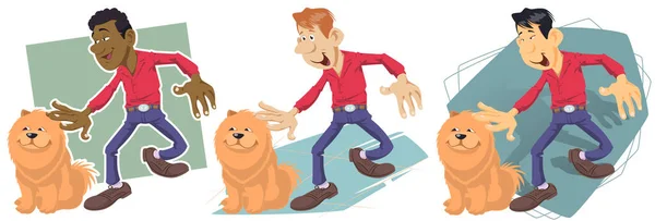Pessoas Engraçadas Animais Homem Com Cão —  Vetores de Stock