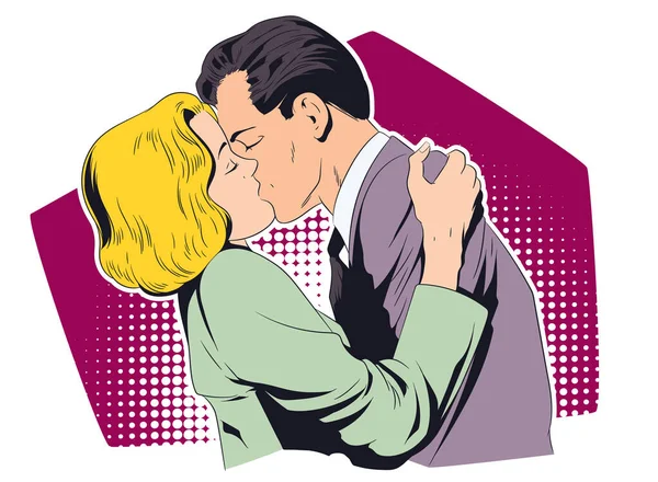 Vector Stock Illustration Couple Kissing — Stock Vector