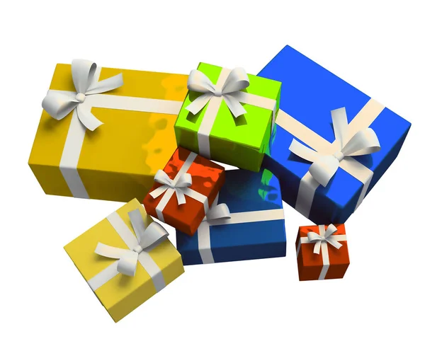 Bunte Geschenkbox auf weißem Hintergrund — Stockfoto