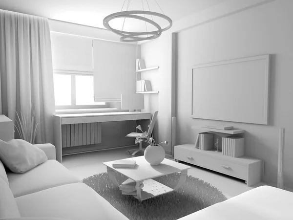 Biały pokój dzienny, wnętrza — Zdjęcie stockowe