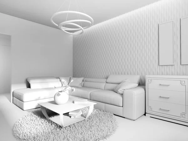 Branco sala de estar interior — Fotografia de Stock