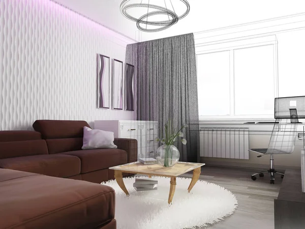 Bílá obývací pokoj interiér — Stock fotografie