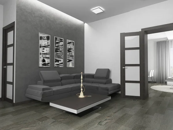 Bílá obývací pokoj interiér — Stock fotografie