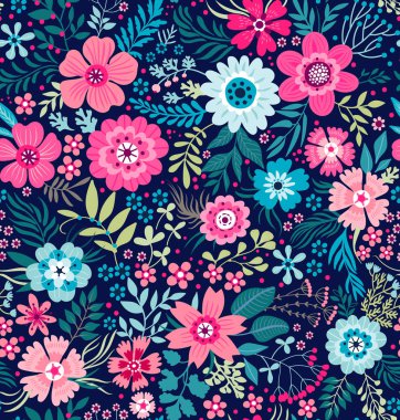 Small colorful multicolor flowers  clipart