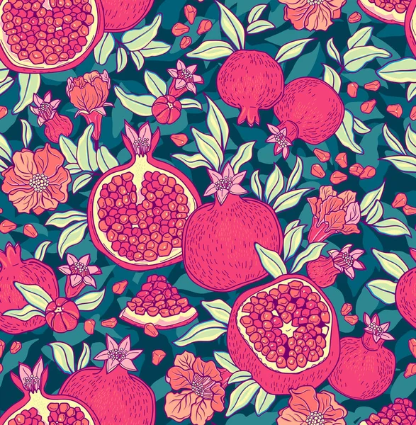 Seamless pattern with pomegranates — Stock Vector