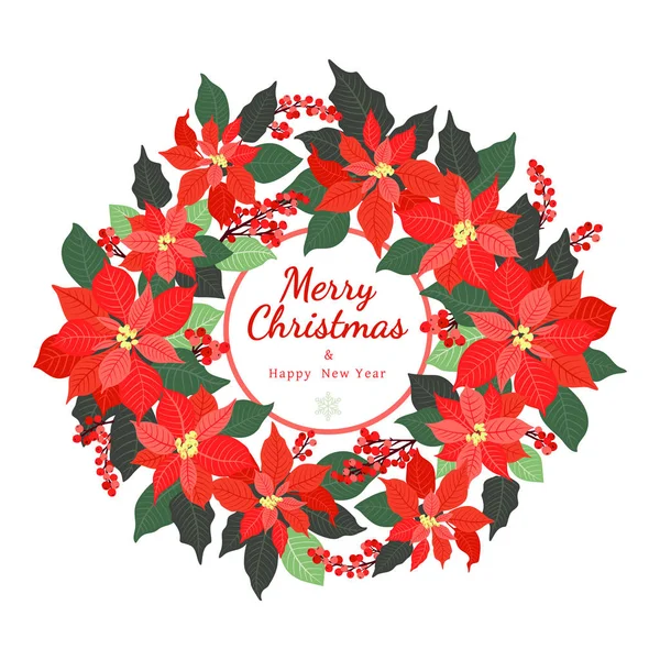depositphotos_137868260 stock illustration christmas wreath poinsettia plants