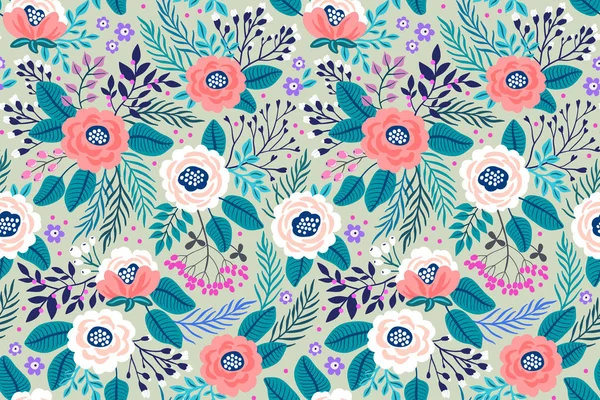 Incroyable motif floral sans couture — Image vectorielle