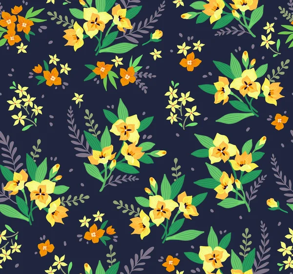 Cute floral pattern in the small flowers. Ditsy print. Seamless vector texture. Elegant template for fashion prints. Printing with small  flowers on color background