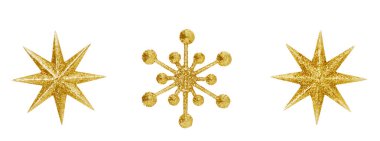 Noel kar tanesi yıldız dekorasyon, altın dekoratif Xmas süslü izole