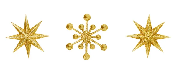 Christmas Snowflake Star Decoration, Golden Decorative Xmas Ornate Isolated — Stock Photo, Image