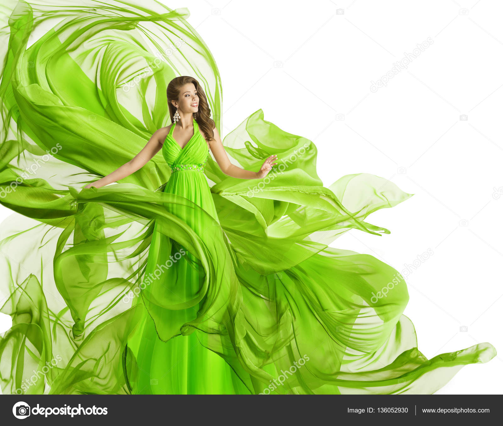 Fashion Woman Flying Dress, Model in ...