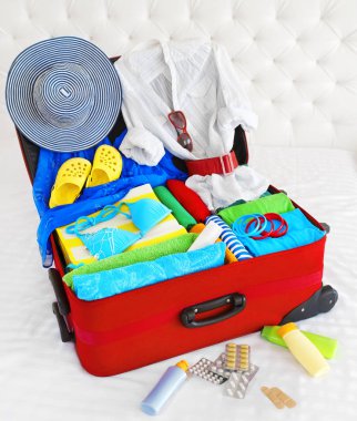 Bavul, açık dolu tatil seyahat çantası, Bagaj tam giyim