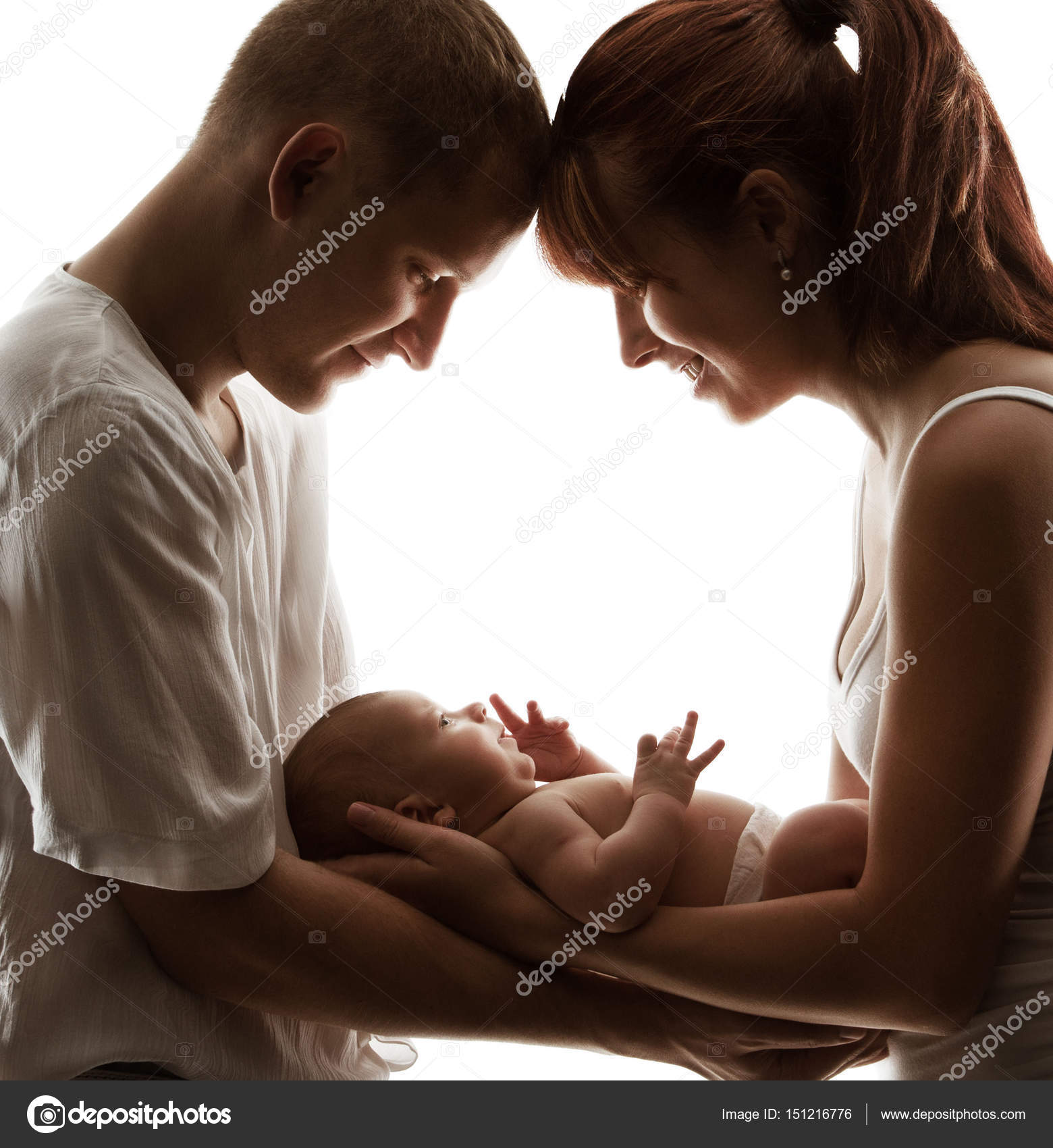 Baby Family Newborn Parents Kid New Born Mother Father Child Stock