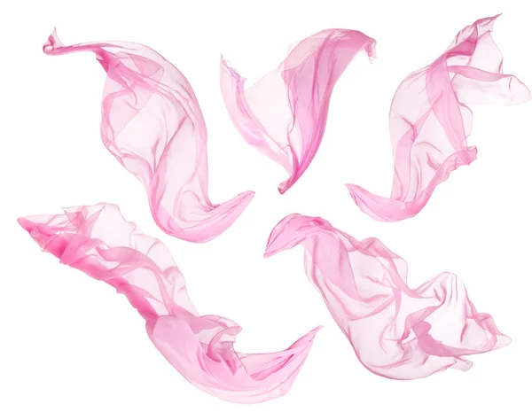 Fabric Cloth Flowing on Wind, Flying Blowing Pink Silk, White  Isolated Background — Stock Photo, Image