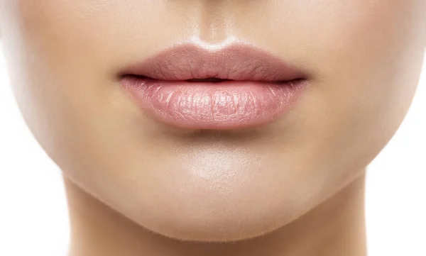 Lippen Schönheit Nahaufnahme, natürliche Frau Gesicht Make-up, schöne volle Lippen — Stockfoto