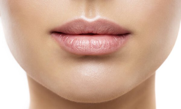Красота губ Крупный план, Женщина натуральный макияж лица, красивые полные губы
