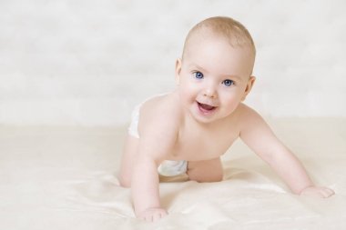 Portre, bebek çocuk erkek gülümseyen bebek, mutlu bir çocukluk çocuk kapalı tarama