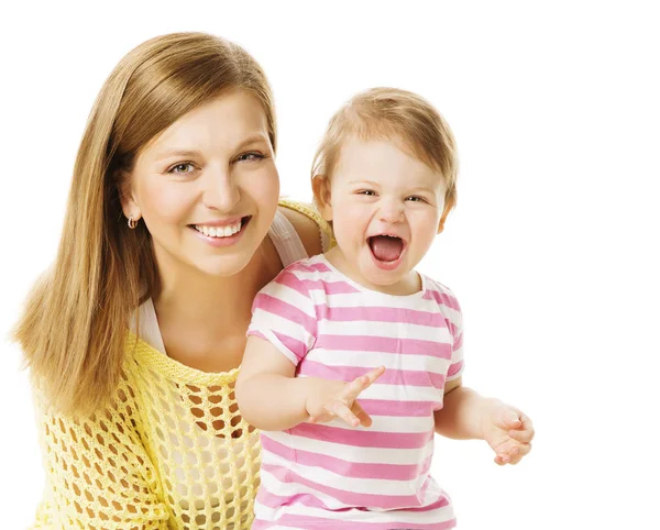 Mother and Kid Girl, Happy Mom with Baby Daughter, Infant Child and Young Mum Portrait — Stock Photo, Image