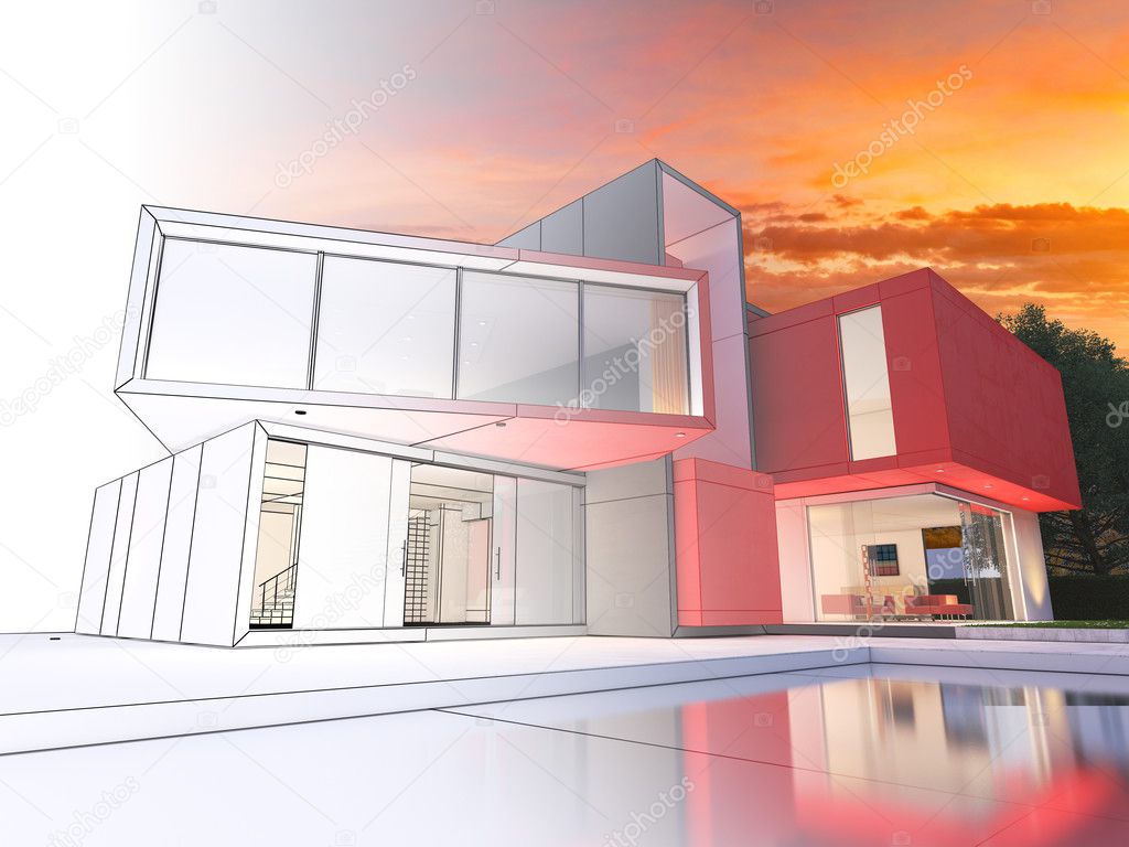 Modern red house project