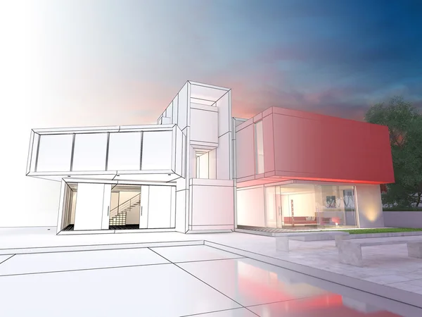 Moderne luxe rode huis — Stockfoto