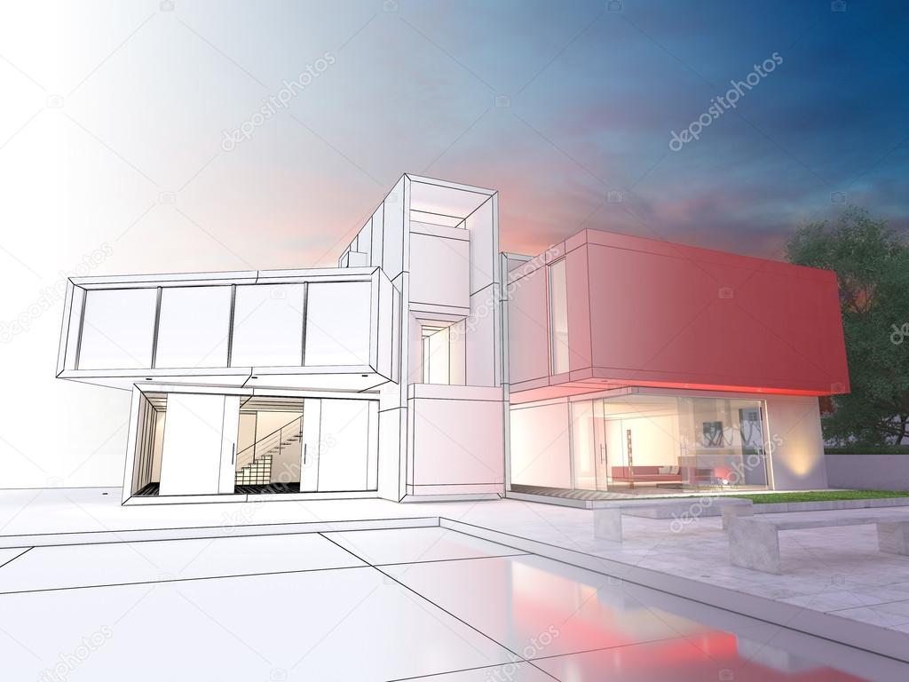 modern upscale red house