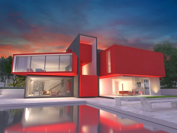 Modern red house — Stock Photo, Image