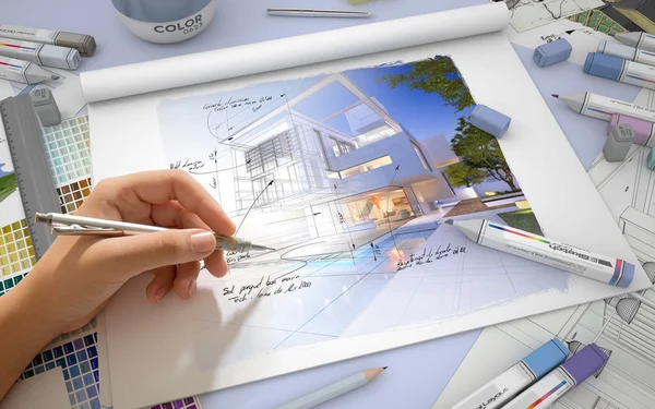 Huis ontwerp herziening b — Stockfoto