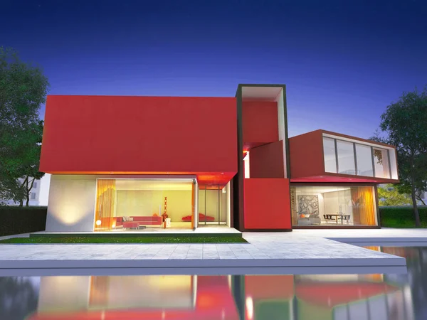 Modern red house — Stock Photo, Image