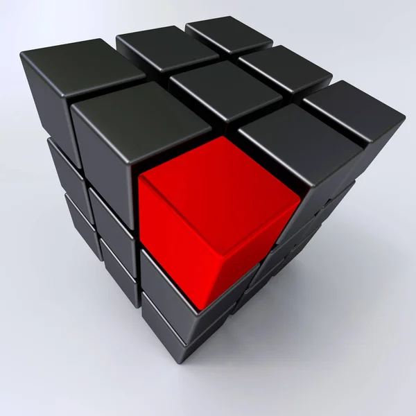 Cubo negro y rojo — Foto de Stock