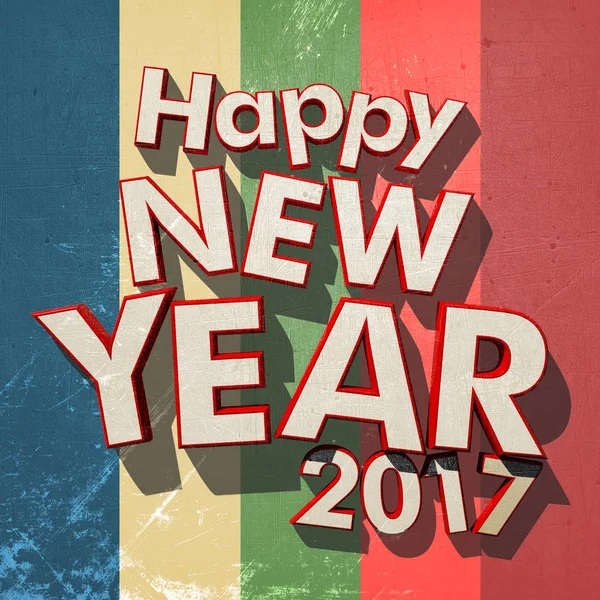 Feliz Año Nuevo 2017 grunge rayas de colores —  Fotos de Stock