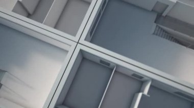 Bir dairenin 3D görüntülenmesi, üst görünüm farklı oda ve görünümleri gösterir
