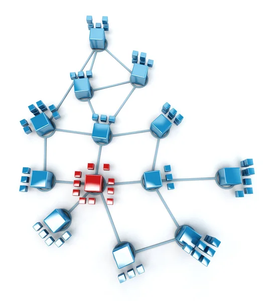 Компьютерная сеть красный и синий — стоковое фото