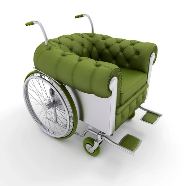 Vihreä Nahkakerho pyörätuoli — kuvapankkivalokuva