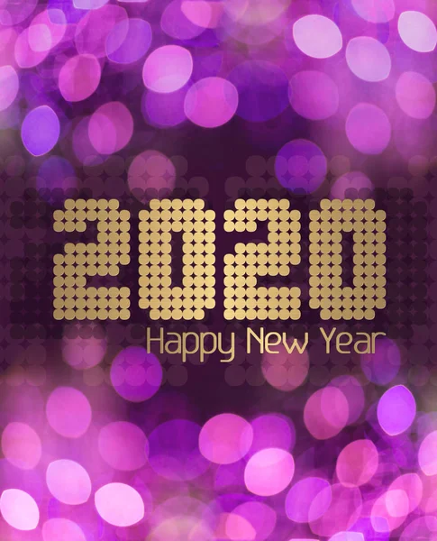 Purple brillante Feliz Año Nuevo 2020 — Foto de Stock