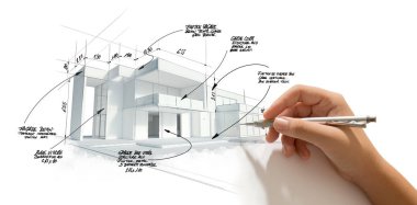 Modern yüksek teknoloji mimari projesi evrimi