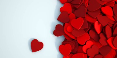 Beyaz telif alanı olan kırmızı kalpler