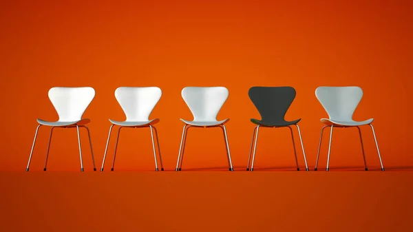 Chairs in gray, white and orange — Stock Photo, Image