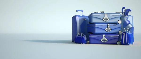 Blue pile of luggage — 스톡 사진