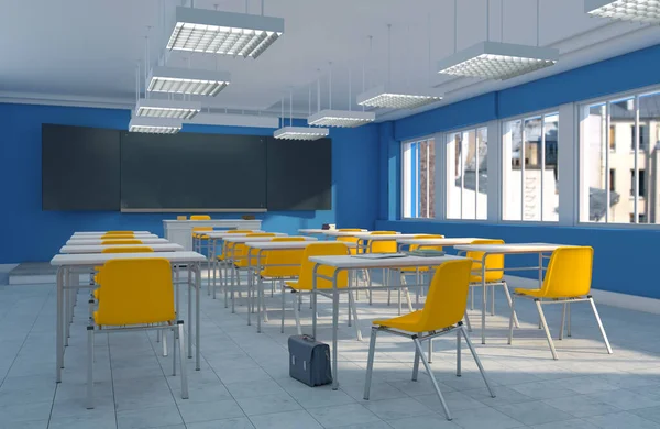 Blue and yellow classroom — Stock Photo, Image