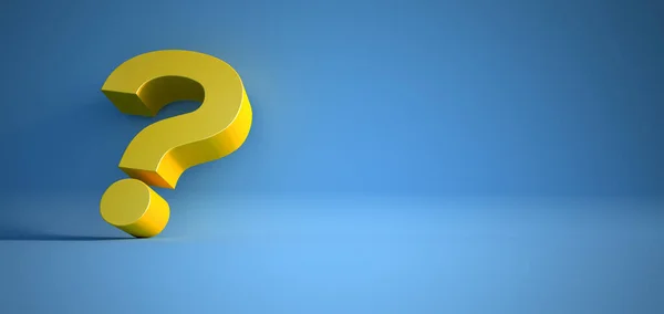 Signo de interrogación amarillo y azul — Foto de Stock