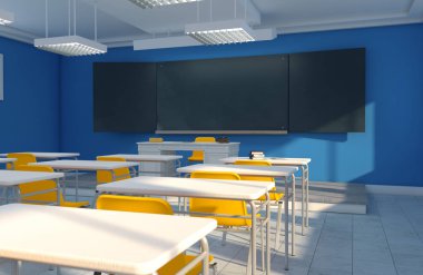 Blue and yellow classroom