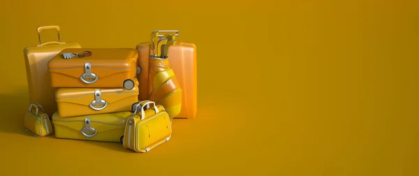 Yellow pile of luggage — 스톡 사진